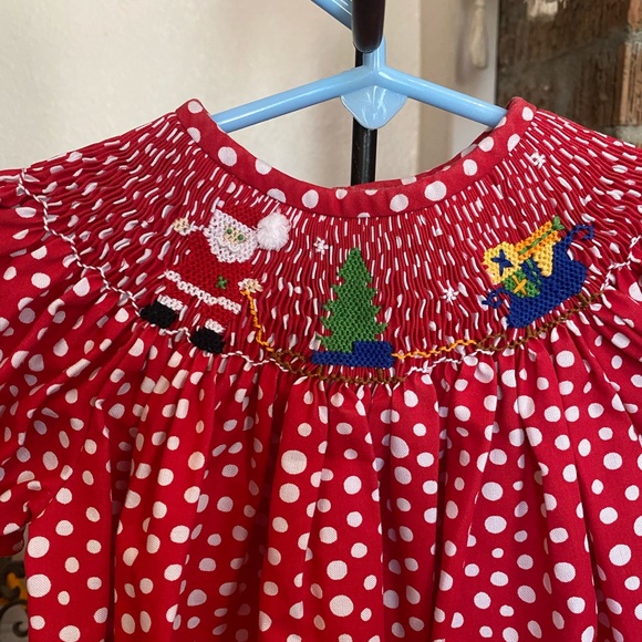 Be Mine Smocked Infant Girls Christmas Dress size 12 months - Picture 4 of 11